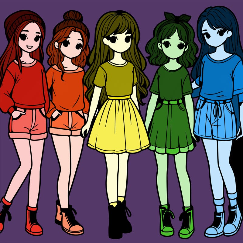 a group of five girls