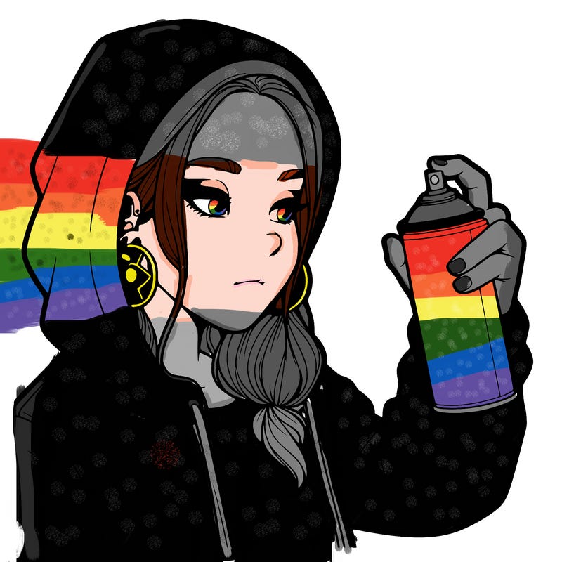 a realistic girl, spray painting