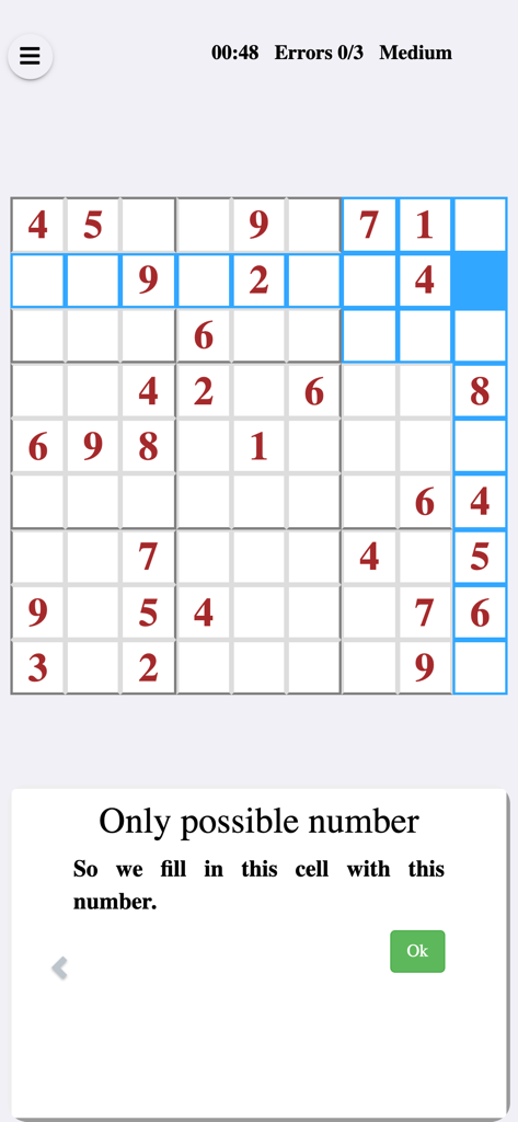 Sudoku Academy - Gioco Sudoku Academy che mostra una spiegazione AI per la risoluzione di una cella