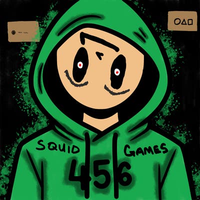 a person with non face waering a hoodie with a 456 symbol