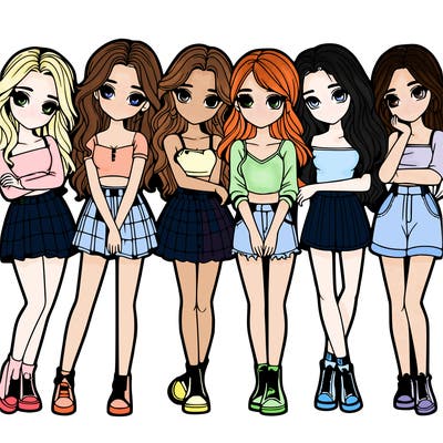 a group of girls realistic