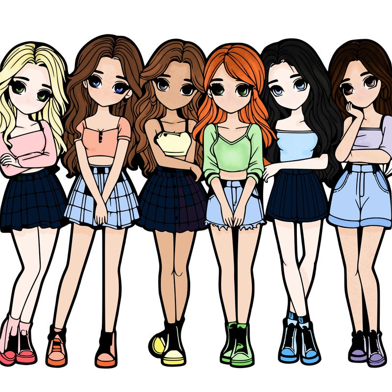 a group of girls realistic