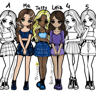 a group of girls realistic