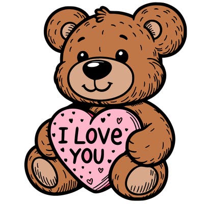 teddy bear holding an i love you heart