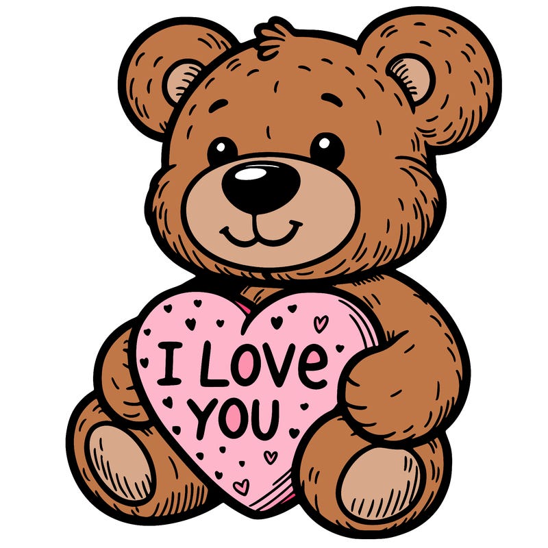 teddy bear holding an i love you heart