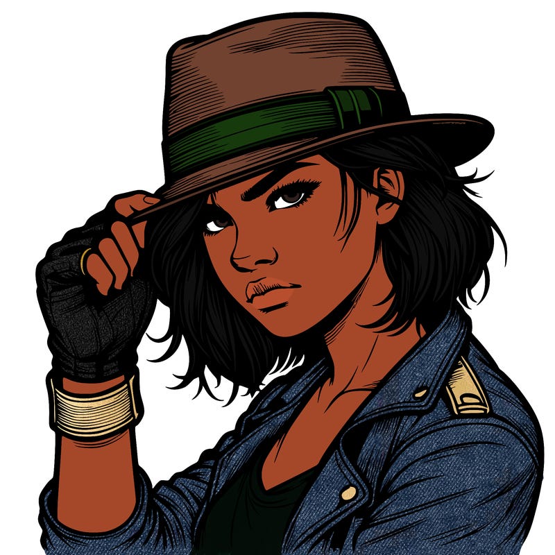 realistic tough girl with hat