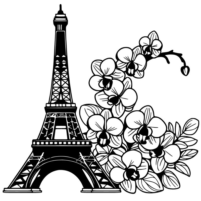 efeil tower with orchids