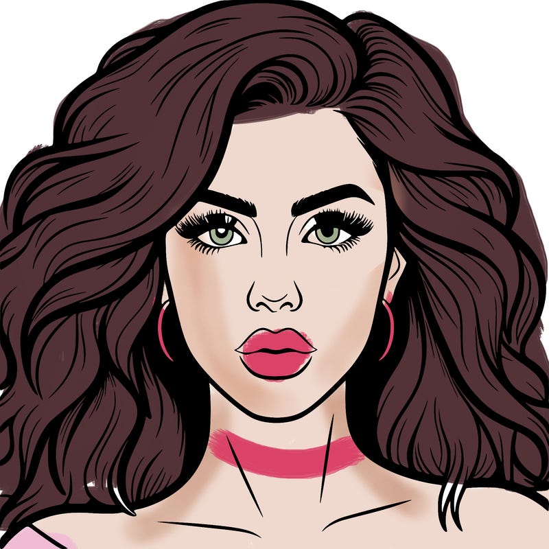 realistic girl eyes lips mouth hair pop star