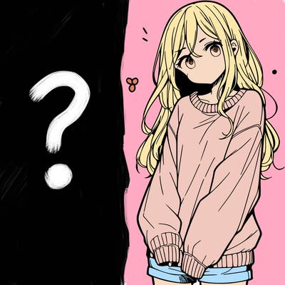 manga teen girl  in a sweater and baggy pants