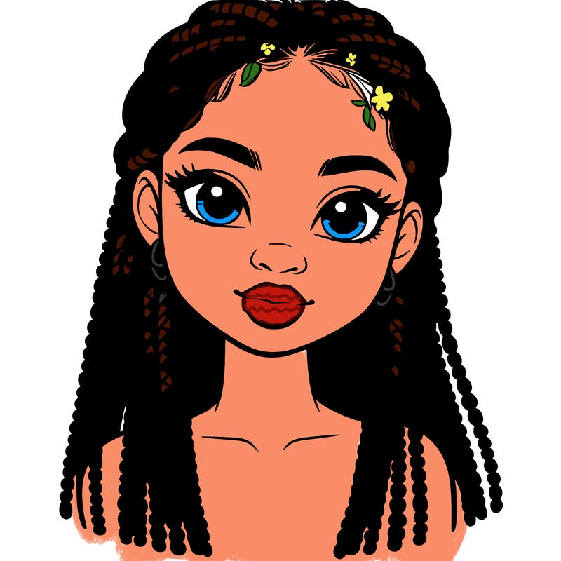a realistic black girl with braids
