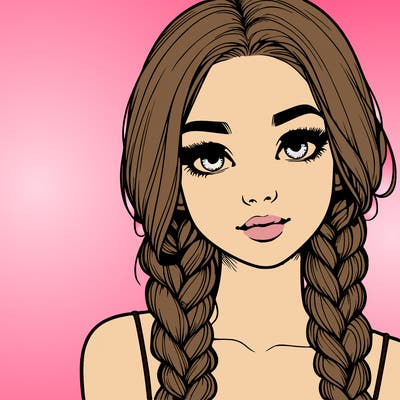 realistic girl with braids