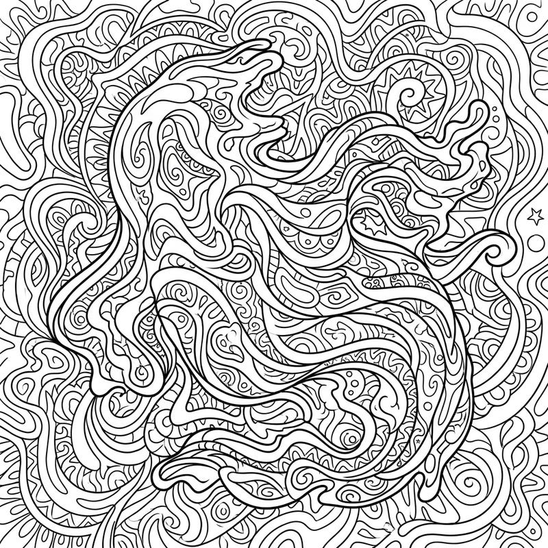 Explore an otherworldly vision with this Phantom Ooze coloring page, featuring mesmerizing psychedelic patterns and flowing organic shapes. This intricate design invites you to transform its ethereal essence with your vibrant imagination.