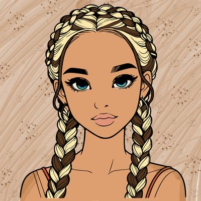 realistic girl with braids