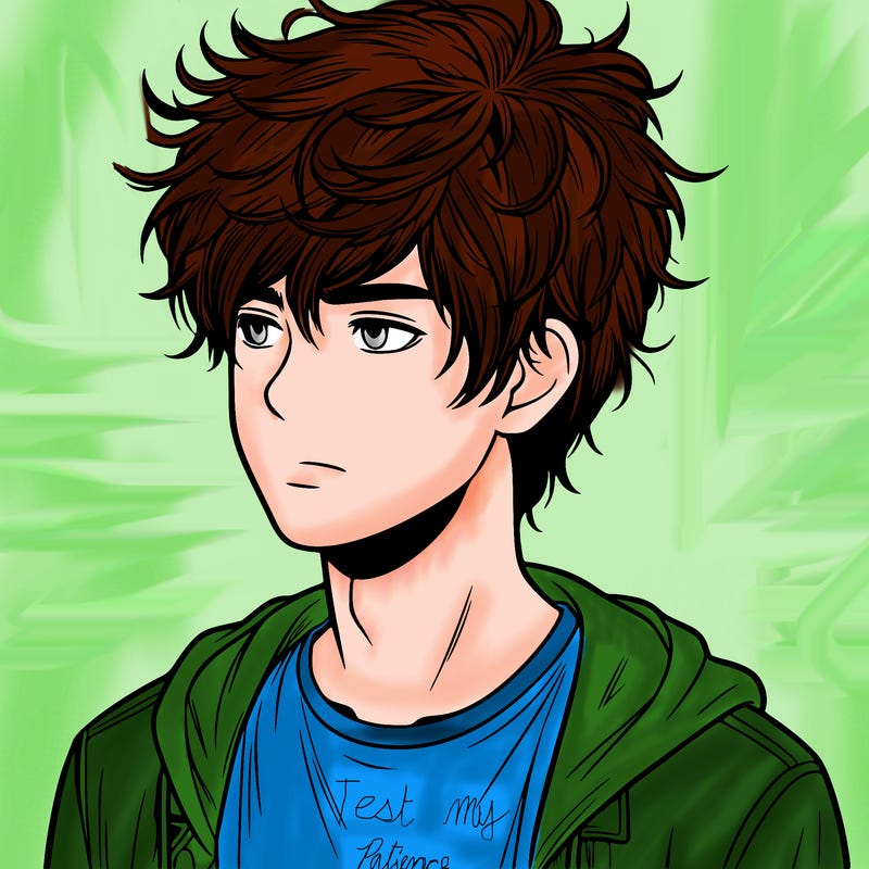 realistic teenage boy with messy hair