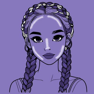 realistic girl with braids