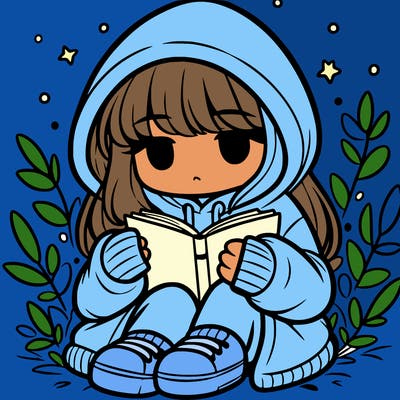 girl in oversized hoodie reading a book