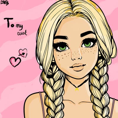 realistic girl with braids