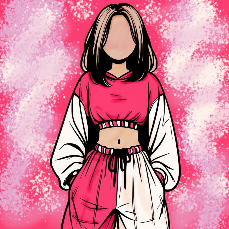 realistic girl faceless with baggy pants and a crop top