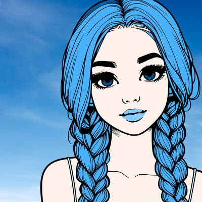 realistic girl with braids