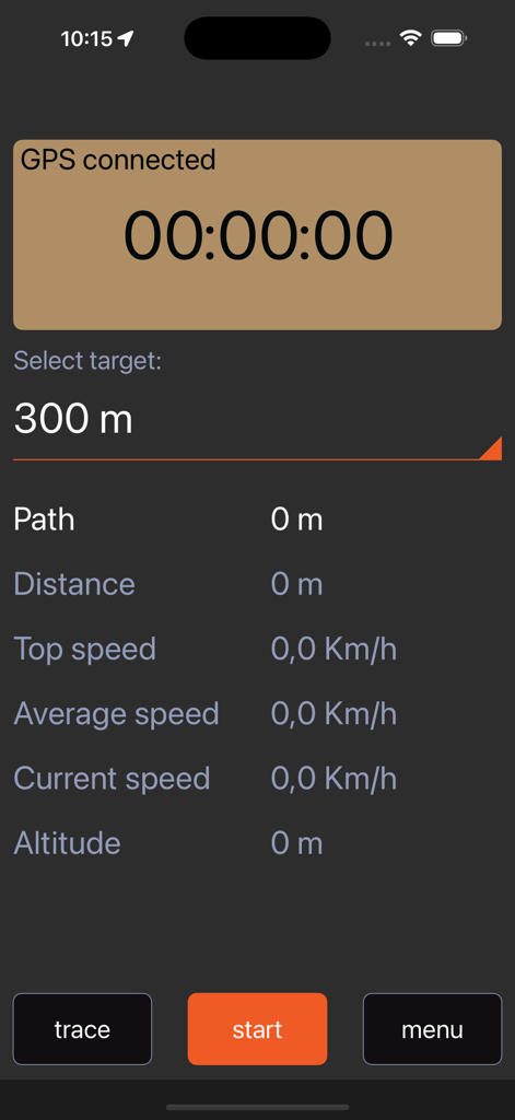 Jogging App Haupt-Dashboard mit Stoppuhr und GPS-Tracking-Statistiken