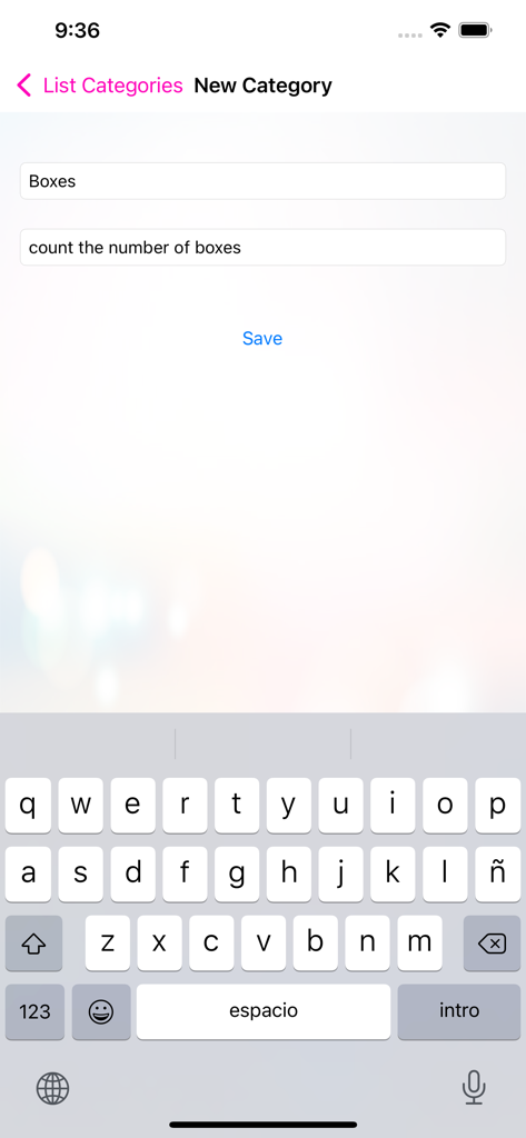 iCounter Daily events counter - Screen for creating a new custom counting category in the iCounter app