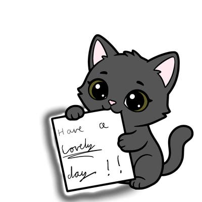 a small cat with a blank sheet of paper in its hand. the cat is sooooooo cute!