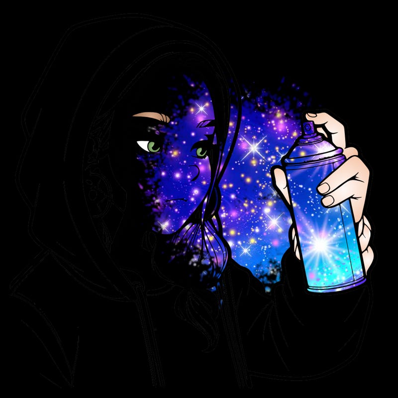 a realistic girl, spray painting