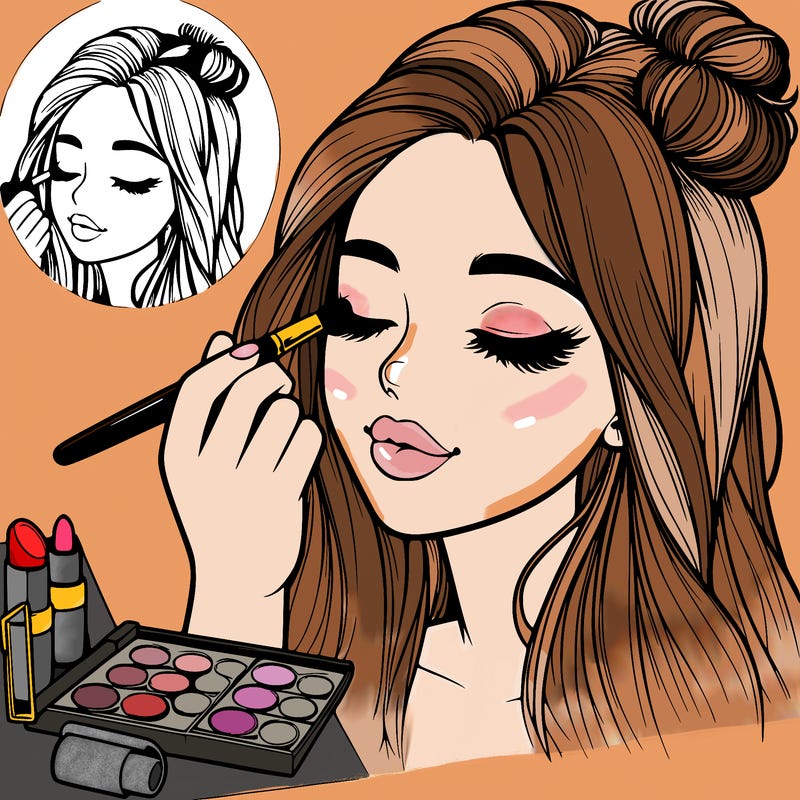 realistic girl doing makeup