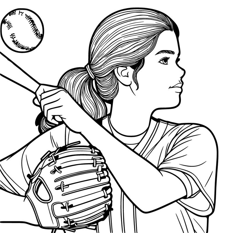 realistic girl play softball