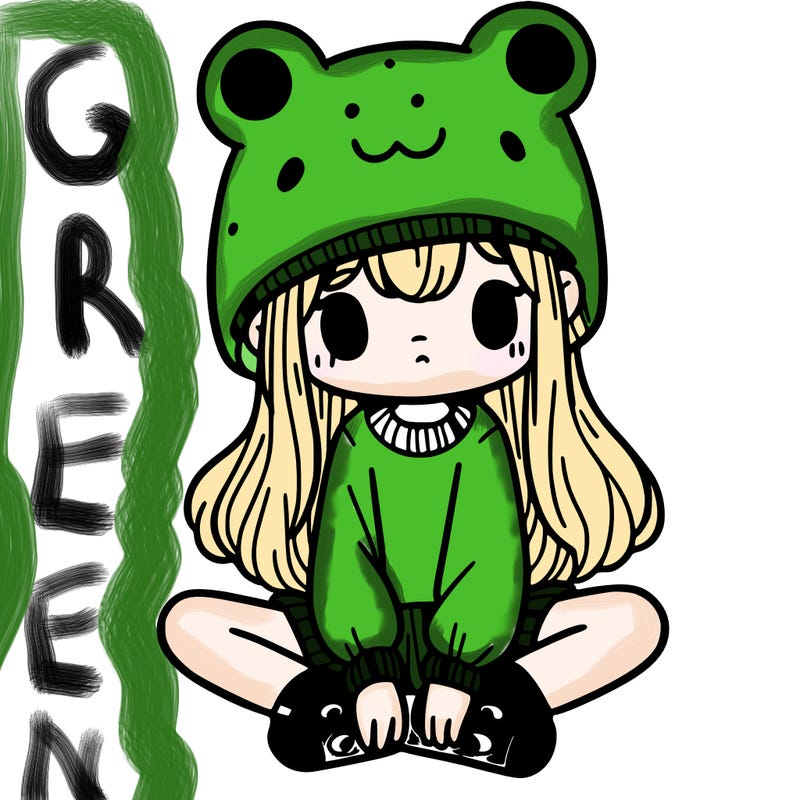 a girl wearing a frog hat and some frog socks