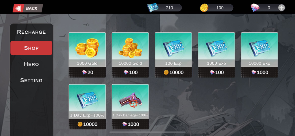 Cursebound Black Domain in-game shop menu showing purchase options for gold and experience points.