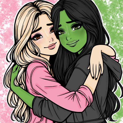 realistic girls hugging