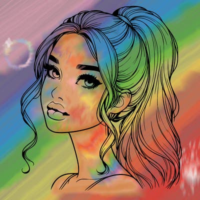 realistic girl with a ponytail on her hair and lips