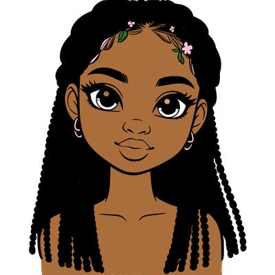 a realistic black girl with braids