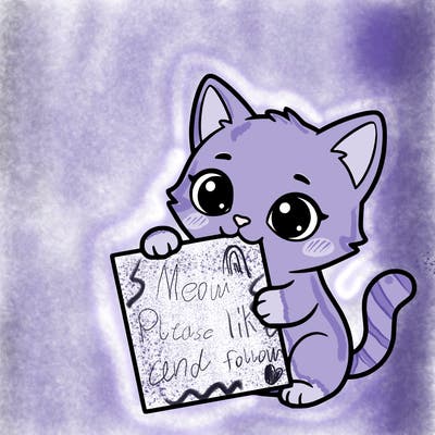 a small cat with a blank sheet of paper in its hand. the cat is sooooooo cute!