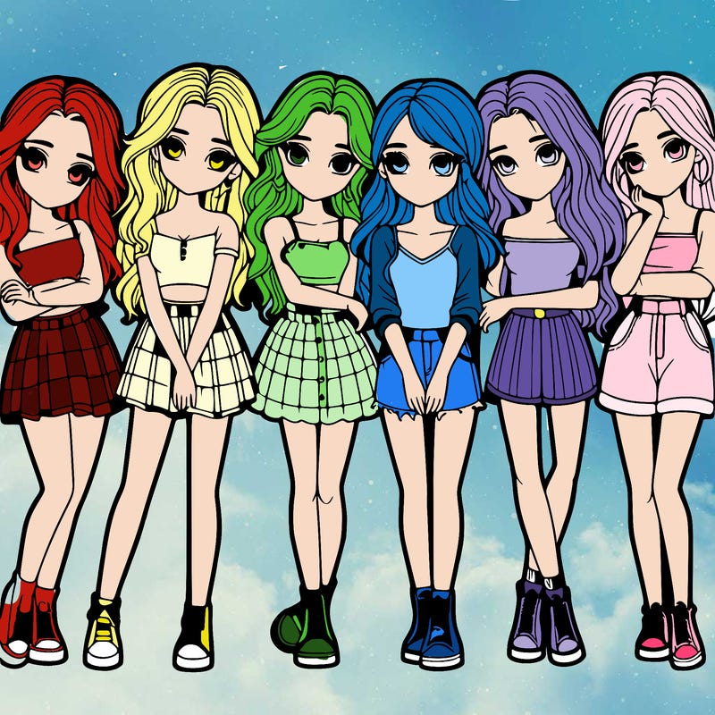 a group of girls realistic