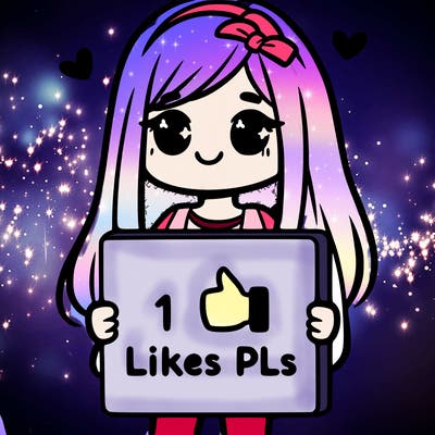 girl holding a sign saying 10 likes pls