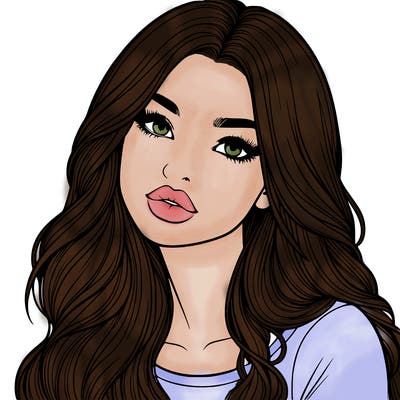 realistic girl with hair on her hair and lips