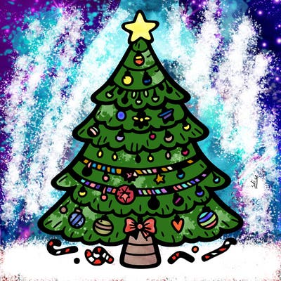 christmas tree with lots of details