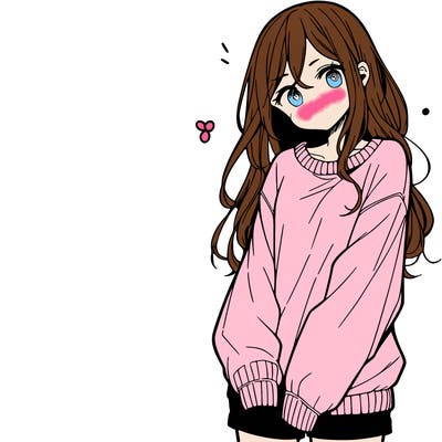 manga teen girl  in a sweater and baggy pants