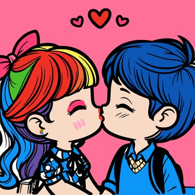 boy and girl kissing