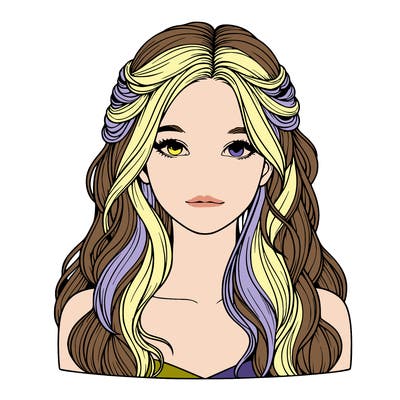 realistic girl with half up half down