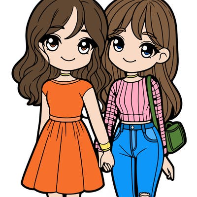 two girls best friends