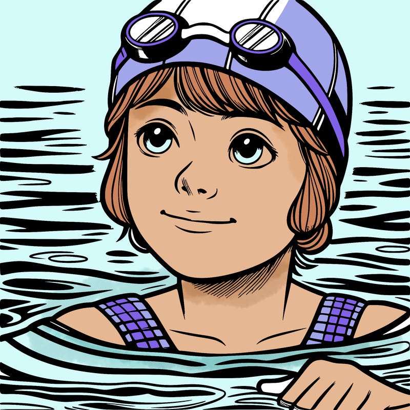 realistic girl swimmer