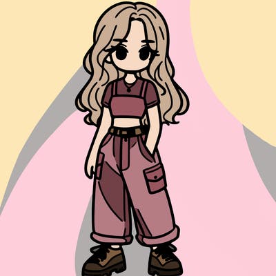 girl in crop top and baggy pants