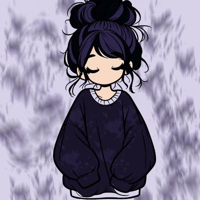 girl with baggy sweatshirt and messy bun