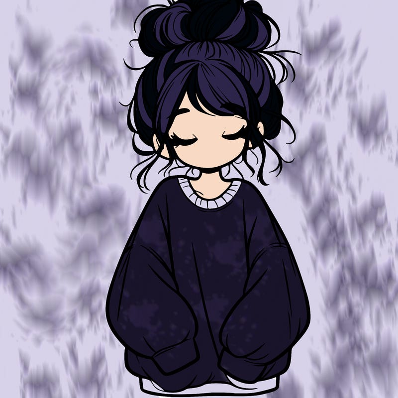 girl with baggy sweatshirt and messy bun