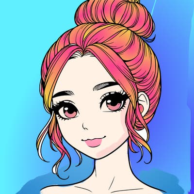 realistic pretty girl with hair in bun