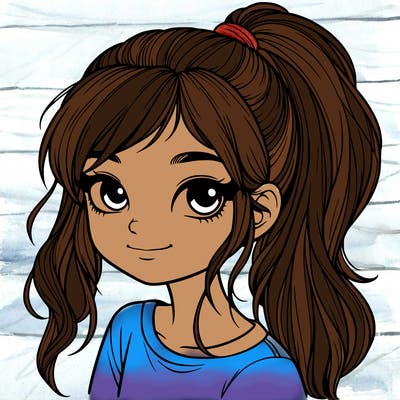 realistic girl with ponytail