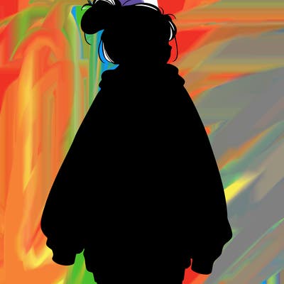 realistic girl with a oversized sweatshirt on and a bun